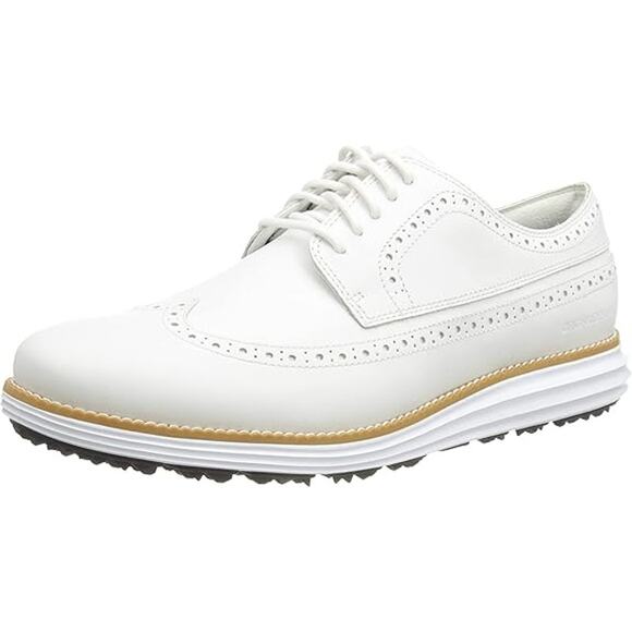 NWT Cole Haan Men's Original Grand Wingtip Oxford Golf Sneaker,Optic White-Size8 - Picture 2 of 7